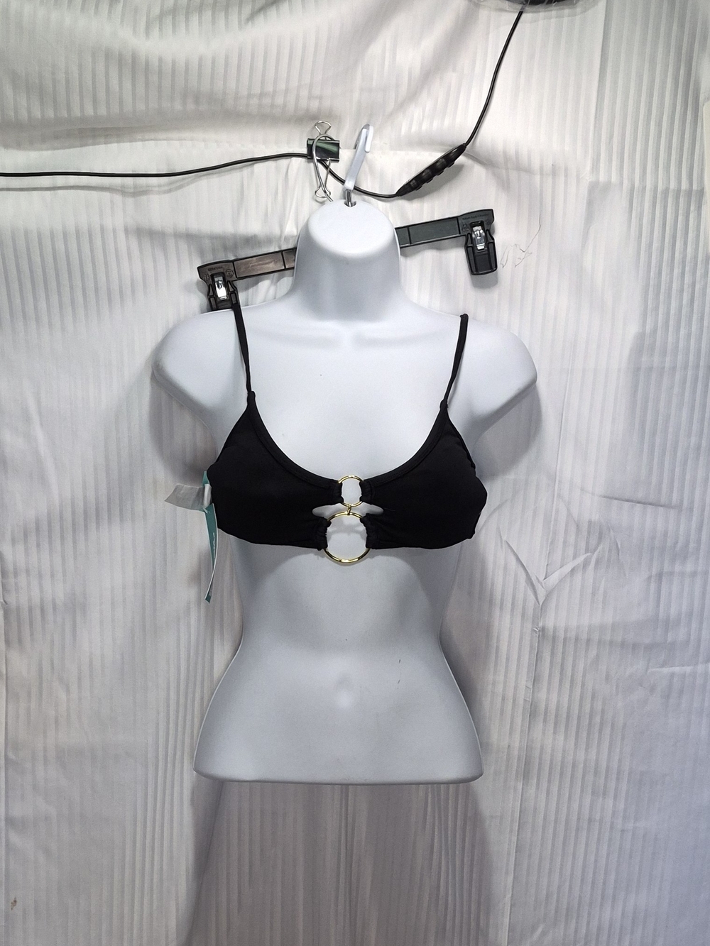 Sports Illustrated Women's Black Ring-Accent Bralette Swim Top NWT - Small